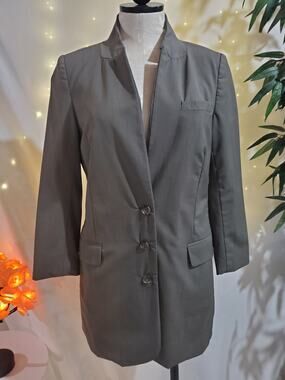 Elizabeth and James Wool Long Oversized Gray Blazer Jacket Womens Size 4 Career